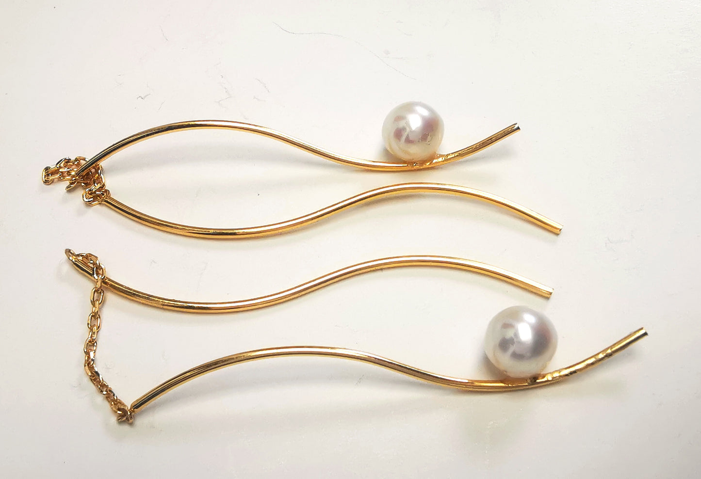 Boucles d'oreilles perles de culture rondes 5mm pendants originaux